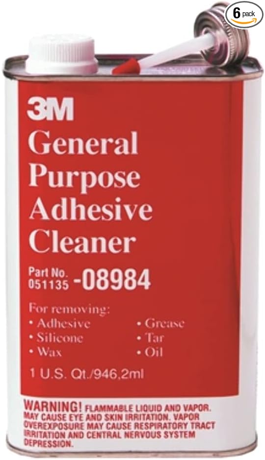 3M 08984 General Purpose Adhesive Remover & Cleaner, Quart, 6-Pack