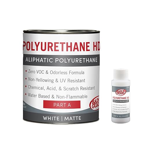 Rain Guard Water Sealers PU-0414 Polyurethane HD IsoFree Clear 2-Part Matte Finish Ready to USE Covering up to 75 Sq. Ft on New and Older Surfaces. 1 Quart Kit A and B - Masonry Sealer, Wood Sealer