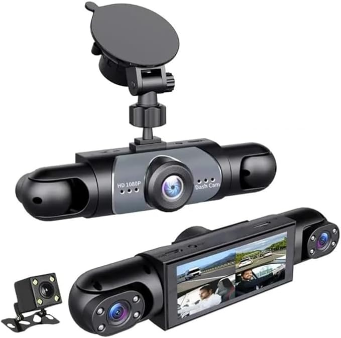 Saker Full View Car Dashcam System, 360° 4-Channel Dash Cam with Front Rear Left Right Cameras, 4K Recording, Enhanced Night Vision, Parking Monitor, G-Sensor (with 128GB SD Card)