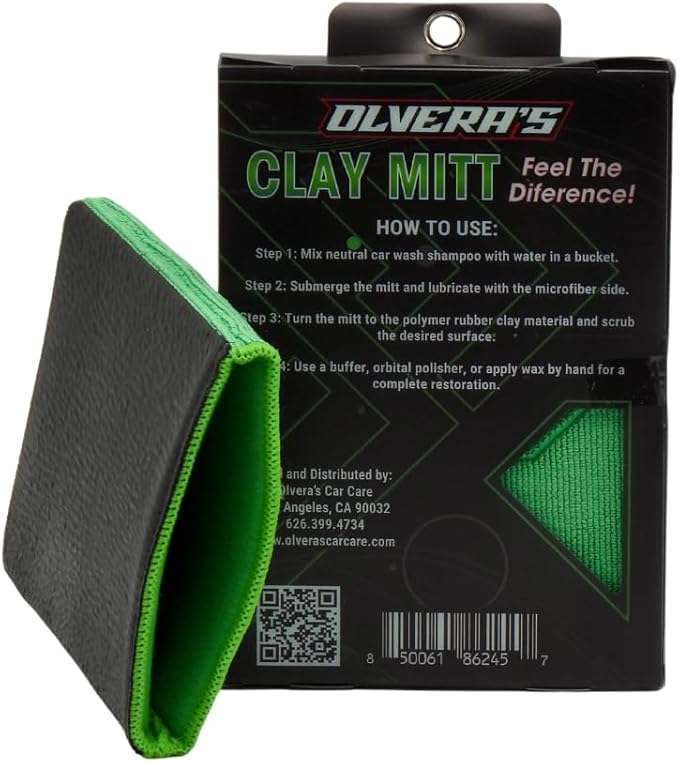 Premium Fine-Grade Clay Mitt for Newer Paints – Non-Scratch, Reusable Surface Prep Tool for Cars, Boats, Bikes, Glass, & Wheels – Removes Contaminants, Overspray, and Debris – Lasts 50+ Uses