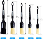 MVEQRRN Boars Hair Ultra Soft Detailing Brushes Set, 4 Pcs Premium Natural Boars Bristles, 1 Pcs Duster Detail Brush for Cleaning Car Interior Dashboard Leather Seat