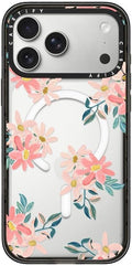CASETiFY Impact iPhone 17 Pro Max Case [Slim/Compatible with Magsafe / 8.2 ft. 4X Military Grade Drop Protection] - Pink Daisies - Clear Black