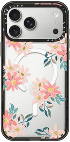 CASETiFY Impact iPhone 17 Pro Max Case [Slim/Compatible with Magsafe / 8.2 ft. 4X Military Grade Drop Protection] - Pink Daisies - Clear Black