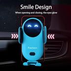 Wireless Car Charger Mount, Cute Car Phone Holder, Automatic Clamping Air Vent Dashboard Smart Phone Holder for iPhone 15/14/13/12/11//XS/XR/8, Samsung S23/22/21/20/Note 20, etc (Blue)