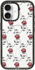 CASETiFY Impact iPhone 17 Case [Slim/Compatible with Magsafe / 8.2 ft. 4X Military Grade Drop Protection] - Metallic Rose - Clear Black