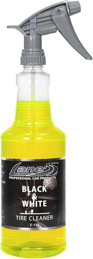 LANE'S Black and White Tire Cleaner- Tire Cleaner, Cleaning Tire Spray, Strong Tire Cleaner - Formulated Cleaning Strength, Restores Rubber to Black, Fast Acting Tire Cleaner- 32 OZ