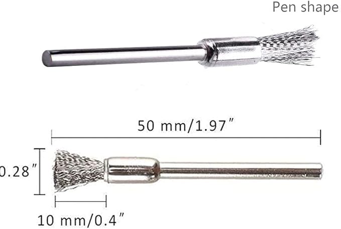15 Pcs Pen Shape Stainless Steel Wire Brushes Wheel 1/8'' Mandrel Rust Removed Polishing Wheel for Dremel Rotary Tool