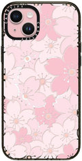 CASETiFY Impact Case for iPhone 15 Plus [8.2ft 4X Military Grade Drop Protection/Compatible with Magsafe] - Pink Sakura Bloom - Clear Black