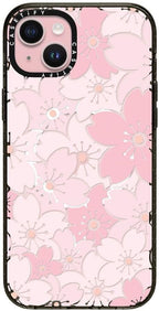 CASETiFY Impact Case for iPhone 15 Plus [8.2ft 4X Military Grade Drop Protection/Compatible with Magsafe] - Pink Sakura Bloom - Clear Black