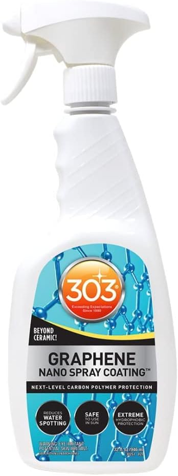 303 Products Marine Graphene Nano Spray Coating - Next Level Protection - Enhances Gloss and Depth - Reduces Water Spotting - UV Ray Protection- Safe to Use in the Sun - 32 fl. oz. (30251), White