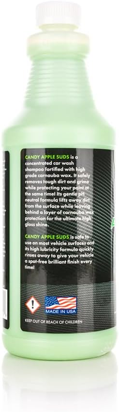 CarCandy - Candy Apple Suds - Carnauba Wax Concentrated Car Wash - Spot-Free Rinse With Pleasant Apple Scent - 1 Quart