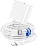 iPhone 17 16 15 Fast Charger Block and 10ft Type C to C Cable Cord Long, 20W USB C Charging Plug for Apple iPhone 17 Pro Max/17 Air/16 Pro Max/16/15 Pro/15 Plus/iPad Mini,Wall Power Adapter Cube Brick