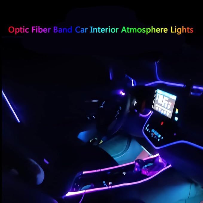 Super Bright MMA Plastic Optic Fiber Side Glow Unibody Band Edge Cable Car LED Illumination Optic Fiber Band Car Interior Atmosphere Lights (328ft)