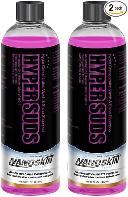 Nanoskin HYPER SUDS Foaming Car Wash Shampoo 16 Oz. - Ultra Concentrated: Works with Foam Cannon, Foam Gun, Bucket Wash, Pressure Washer | Ideal for Use in Mixing/Metering systems | 800:1 Dilution