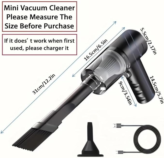 Mini car Vacuum Cleaner, Cordless, Suitable for Both Home and use, Handheld Wireless Portable Household