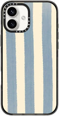 CASETiFY Impact Case for iPhone 16 Plus [8.2ft 4X Military Grade Drop Protection/Compatible with Magsafe] - Blue Stripes - Clear Black
