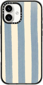 CASETiFY Impact Case for iPhone 16 Plus [8.2ft 4X Military Grade Drop Protection/Compatible with Magsafe] - Blue Stripes - Clear Black