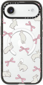 CASETiFY Impact iPhone Air Case [Slim/Compatible with Magsafe / 8.2 ft. 4X Military Grade Drop Protection] - Rabbit Ribbon - Clear Black