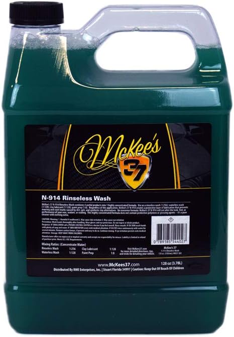 McKee's 37 - N-914 Rinseless Wash V2 | Fast & Easy Rinseless Car Wash, Powerful Car Soap, Safe for All Finishes, No Hose Needed (128 oz)