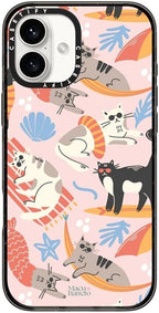 CASETiFY Impact Case for iPhone 16 Plus [8.2ft 4X Military Grade Drop Protection/Compatible with Magsafe] - Cozy Cats - Clear Black