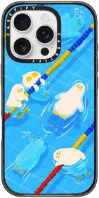 CASETiFY Impact iPhone 16 Pro Case [4X Military Grade Drop Tested / 8.2ft Drop Protection/Compatible with Magsafe] - Pool time - Clear Black