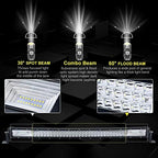AUXTINGS 32 inch 405W LED Light Bar Triple Row Spot Flood Beam Work Light with Wiring Harness kit Switch for Trucks Tractor 4X4 Boat Off Road Auto Fog Driving Lamp 12V 24V Waterproof IP67