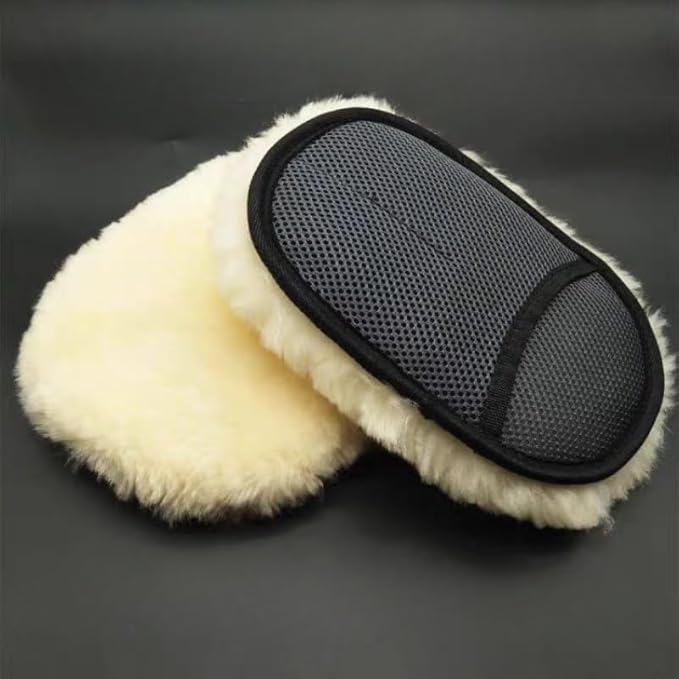 Wool Car Wash Mitt, Lint Free Scrubber High Density Car Wash Wool Glove Microfiber Wool Soft Automotive for Cleaning Car Wash Glove Auto Accessories Bear Claw Scratch Polishing Waxing Mitt (4 Pcs)
