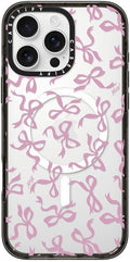 CASETiFY Impact Case for iPhone 16 Pro Max [8.2ft 4X Military Grade Drop Protection/Compatible with Magsafe] - Bows - Clear Black