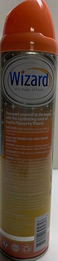 Wizard The Magic of Fresh | Odor Neutralizer & Air Freshener - 10 Oz. Vanilla papaya (Pack of 4) (Packaging May Vary)