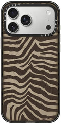 CASETiFY Impact iPhone 17 Pro Max Case [Slim/Compatible with Magsafe / 8.2 ft. 4X Military Grade Drop Protection] - Zebra-Brown - Clear Black