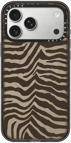 CASETiFY Impact iPhone 17 Pro Max Case [Slim/Compatible with Magsafe / 8.2 ft. 4X Military Grade Drop Protection] - Zebra-Brown - Clear Black