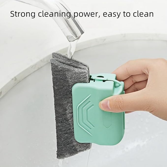 Magic Window Track Cleaner - 2024 New Groove Cleaning Brush Tools Set, Hand-held Cleaner Brushes for Tracks, Gaps, Tiles, Lines, Shutters, Car Vents (Green, 3PCS)