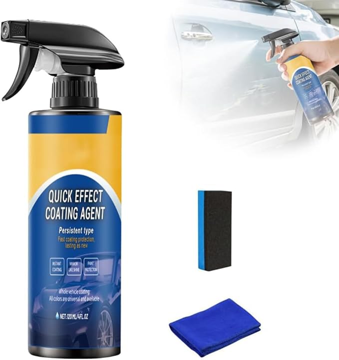 New Advanced Car Quick-acting Coating Agent Spray, Quick Effect Coating Agent Spray, Car Coating Sprays, Quickly Coat Cars Wax, Polish Sprays Waterless Wash Wax, Oil Film Emulsion Glass Cleaner (1Set)