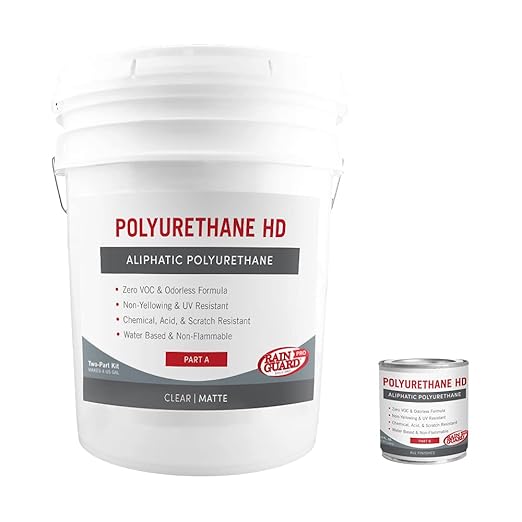 Rain Guard Water Sealers PU-1401 Polyurethane HD IsoFree 2-Part Matte Finish Ready to USE Covering up to 1200 Sq. Ft on New and Older Surfaces. 4 Gallon Kit A and B - Masonry Sealer, Wood Sealer