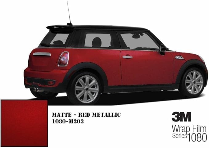 3M Car Wrap Roll 2080 Matte Red Metallic | M203 | (5ft x 20ft (100 Sq/ft)) | Automotive Vinyl Wrap for Cars - Car Interior Wrap & Exterior | w/Free Instawraps Pro Glove