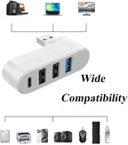 2 Pack 4-in-1 USB 3.0 Hub with Rotation, Multi-Port Adapter with 3 USB Ports and 1 USB C Port, High-Speed Data USB 3.0 Hub Compatible with Laptop/Table/Cellphone/Keyboard/Printer/MacBook