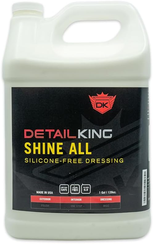 Detail King Shine All Non Silicone Interior Dressing, Tire Shine, and Plastic Restorer For Cars - Silicone Free, Body Shop Safe - Gallon