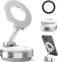 TENOC Magnetic Suction Car Phone Mount, 360° Rotation Phone Holder Mount, Foldable Cellphone Holders for Car/Gym/Shower/Mirror, White