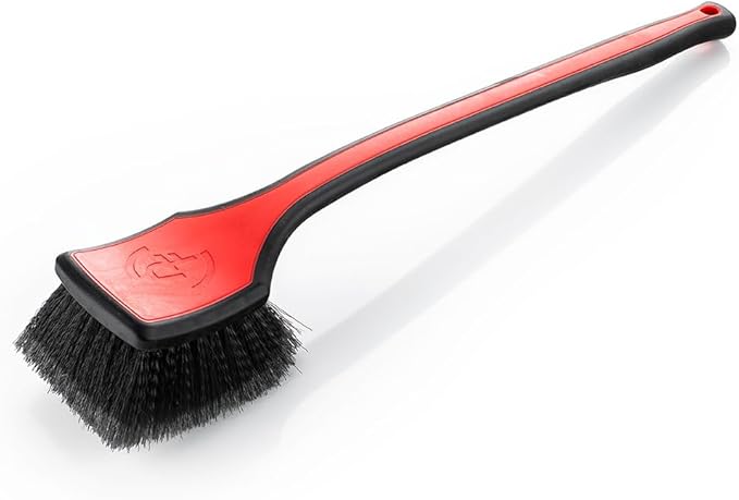 Detail Factory - Fender Well Brush - Ergonomic ProGrip Handle, Stiff Synthetic Bristles, Ergonomic Design, Clean Your Wheel Wells with Ease - Red