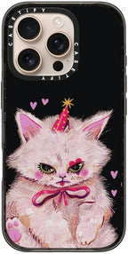 CASETiFY Impact Case for iPhone 16 Pro [Slim / 8.2 ft. 4X Military Grade Drop Protection/Compatible with Magsafe] - Clown Kitty - Clear Black