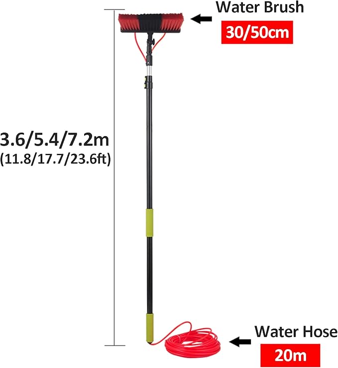 Outdoor Window Cleaning Kit Solar Brush Water-Fed Window Cleaning System with Pole for Photovoltaic and Solar Panels Efficient Cleaning Tool for Home and Garden