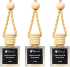Gift Paradise® Cedarwood & Bergamot Car Air Freshener Set of 3, 10 ml Hanging Diffuser Bottles with Wooden Caps, Magnetic Gift Box, Woody Citrus Car Fragrance