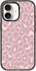 CASETiFY Impact iPhone 17 Case [Slim/Compatible with Magsafe / 8.2 ft. 4X Military Grade Drop Protection] - Dusty Pink Leopard - Pale Petal - Clear Black