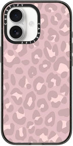 CASETiFY Impact iPhone 17 Case [Slim/Compatible with Magsafe / 8.2 ft. 4X Military Grade Drop Protection] - Dusty Pink Leopard - Pale Petal - Clear Black