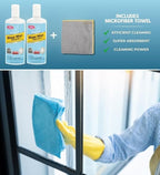 Gel-Gloss NoStreek Glass Wax Cleaner Liquid 8 oz Bundle with Microfiber Cloth - Professional-Grade Glass and Window Cleaner for Hard Water Spots, Mirrors, and Silver Polish - (3 Items)
