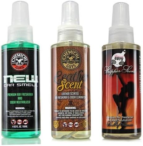 Chemical Guys AIR_301_04 New Car/Leather/Signature Scent Sample Kit, Great for Cars, Trucks, SUVs, RVs, Home, Office & More (4 fl oz - 3 Items)