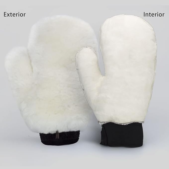 OKAYDA Natural Lambskin Wool Car Wash Mitt Extra Large Size Scratch-Free Sheepskin Wash Mitt