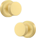 Asidrama 2 Pack Brushed Gold Dummy Door Knob, Non-Turning Decorative Door Lever with Door Knobs for Closet, French Double Doors, Pantry & Interior Push/Pull Use