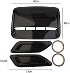 Car Hood Scoop Vent Cover Set - 3 Pcs Glossy Black Air Intake Decorative Trim For Fit On Most Vehicles