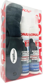 Autogeek SONAX Alcantara & Upholstery Cleaner Bundle | Removes Stains & Restores Color on Delicate Surfaces | Includes 2 x 250ml Bottles, Horse Hair Brush & Microfiber Towel | SON-206141-BUN